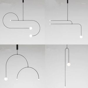 Kolye lambaları Modern İskandinav Tasarım Siyah Metal Özel Şekleli Avize İç Dekorasyon Işığı Tavan veya Restoran için Çok Uygun