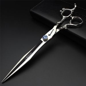 Hair Scissors Two Dragon Personality Red Blue Gem 8 Inch Hairdresser Special Professional Cutting Tool Stainless Steel