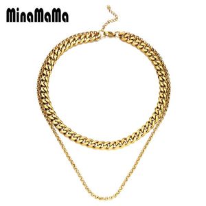 Choker Fashion Punk Double Layers Stainless Steel Chunky Chain Necklace For Women Jewelry Chokers