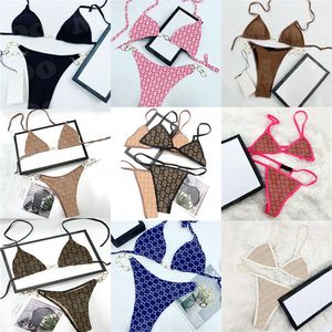 Badkläder Designer Baddräkter För Kvinnor Sexiga Bikini Underkläder Broderi Brev Mode Metall Kedja Bikini Baddräkter 14 stilar