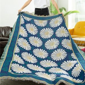 Filtar American Country Style Daisy Sofa Filt Tapestry Throw Nap Aktiven Sticked Home Decoration Po Taken Display