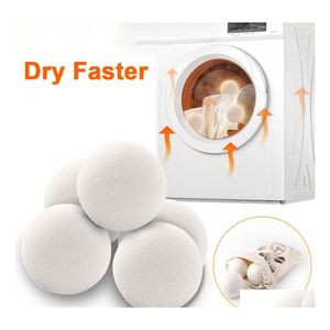 Other Laundry Products Reusable Wool Dryer Balls Softener Home Washing 4/5/6Cm Fleece Dry Kit Ball Usef Washings Hine Drop Delivery Dhklj