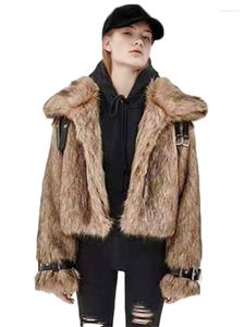 Women's Fur Women Long-sleeved Imitation Coat Autumn Winter Thick Warm Outer Wear Female Fashion Big Lapel Cardigan Jacket N1491