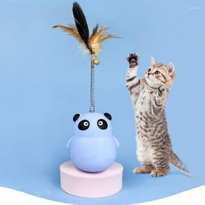 Kedi oyuncaklar Etkileşimli Tumbler Oyuncak Tüy ve Çanlar Komik Kovalama Egzersiz Tedavi Besleyici Yavru Kedi Otomatik Teaser