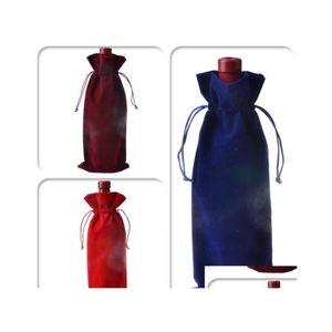 Gift Wrap 100Pcs/Lot Veet Wine Bottle Ers Bags Dstring Flannel Champagne Wedding Party Packaging Pouch Drop Delivery Home Garden Fes Dh1Ns