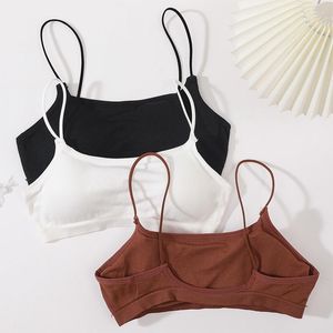 Camisoles & Tanks Women Low Back Bra Crop Top Push Up Bras Seamless Underwear Thin Strap Camisole Sexy Lingerie Female Backless Bralette