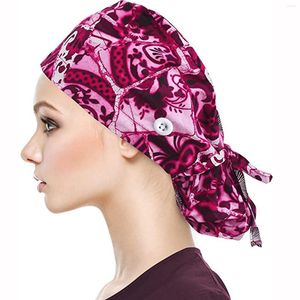 Ball Caps Scrub Cap With Buttons Bouffant Hat Sweatband For Womens And Mens Women's