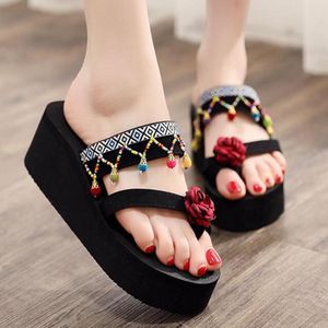 Slippers National Style Women Fashion Summer Wedges Heels Flip Flops Casual Shoes Arrival Waterproof Taiwan Sexy Lady Sandals