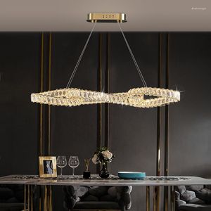 Chandeliers Luxo K9 Crystal Candelier Long Dining Room LED LEIT IRREGULAR LUZES DECORATIVAS ENCONTRADAS 110V220V