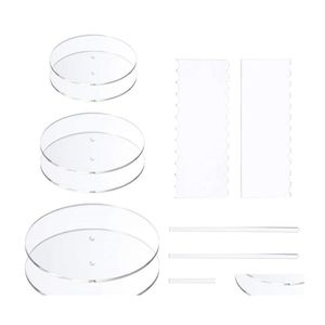 Pişirme Hamam Araçları 11 PCS Akrilik Kek Diski Set Daire Base Tahtaları Pillar Tomberi Sıyırıcı Dübel Çubuk Damla Teslimat Ev Bahçesi Mutfak DHIM5