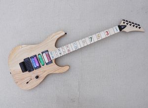 Natural Wood Color Electric Guitar with Floyd Rose Maple Fretboard 24 Frets Can be Customized