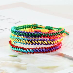 Strand 2Pcs Original Women Men Handmade Knots Braided Bracelet For Couple Tibetan Buddhist Multicolor Lucky Rope Woven Bracelets Gifts