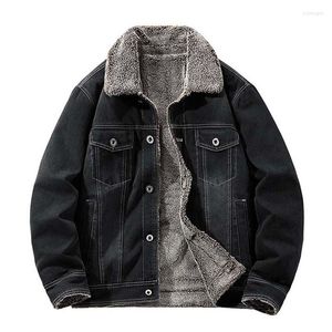 Herrjackor män vinter varm casual denim fleece fodrade termiska jeans outwear rockar plus storlek m-5xl vindbrytning