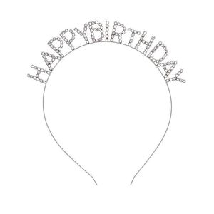 Stirnbänder Buchstaben Geburtstag Krone Stirnbänder für Erwachsene Kristall Frauen Party Silber Roségold Farbe