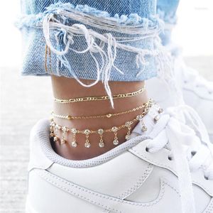 Anklets Boho Summer. Nappel cristallo penzolamento della caviglia Bracciale Bracciale Brittatore Principessa Anti Ternistica Scintilla Sinty Rhinstone Metal Caviglie