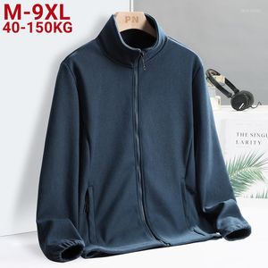 Herrjackor Spring Autumn Mens Fleece Jacket Brand Stand Collar SoftShell Outwear Thermal Warm Coat Man Plus Big Size 6xl 7xl 8xl 9xl