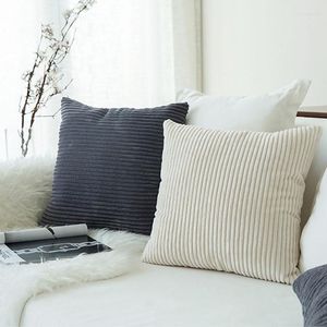 Kudde Corduroy Cover Solid Color Striped Throw Covers Decorative Soffa Bed Living Room Decoration Square 45