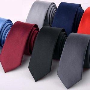 Bow Ties Ihgsnmb Mens Solid Navy Blue Classic Slips för brudgum 6 cm Slim Quality Neck Wedding Tie Skinny Groom Men