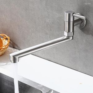 Кухонные смесители одно холодное утечка EL FAUCET BACEN BASIN раковина дома удлините Вращающийся бассейн швабры Современный серебряный нержавеющая сталь