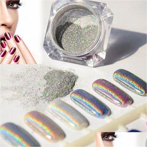 Nail Glitter Wholesale1G Laser Sier Holographic Nails Glitters Diy Art Sequins Chrome Pigment Dust Shiny Magic Mirror Drop Delivery Dhsxm