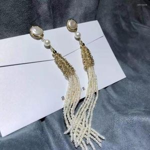 Kolczyki Dangle Offickowane białe perły słodkowodne frędzle zrzucane zerowanie naturalne guziki Pearl Kobiety na dekorację ślubną Prezent biżuterii