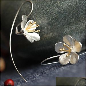 Silver Authentic 925 Sterling Sier Flower Long Tassel Earrings For Women Thai Drop Earring Lady Sterlingsierjewelry Delivery Jewelry Dhsas