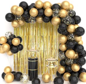 Andere dekorative Aufkleber Schwarz Gold Ballon Garland Arch Kit Konfetti Latex 30. 40. 50. Geburtstagsfeier für Erwachsene Babyparty 230110