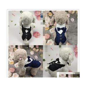 Dog Apparel Gentleman Wedding Suit Formal Shirt For Small Medium Dogs Bowtie Cat Clothes Tuxedo Pet Costume Drop Delivery Home Garde Dhafm