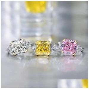 Обручальные кольца choucong Уникальные коктейльные роскошные украшения 925 стерлинговый стерящий сияющий розовый топаз мойссанит бриллианты Женщины 10 DHMW6