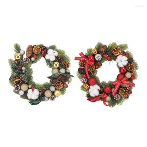 Dekorativa blommor Artificial Christmas Pinecone Garland Front Door Wreath Handcraft For Festival