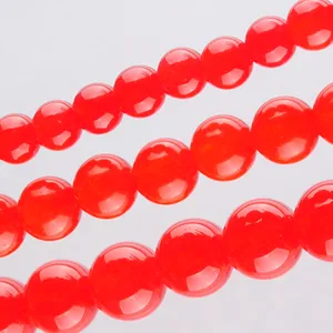 Yowost Natural Red Jade Loose Beads Stone Round 6mm 8mm 10mm Spacer Strand för att göra armband halsbandsmycken Tillbehör BG305