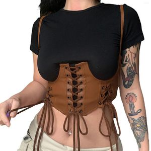 Belts 2023 Women Fashion Bandage Waist Tight Retro Corset Tops Underwear Body Slimming Shaper Black/ Brown