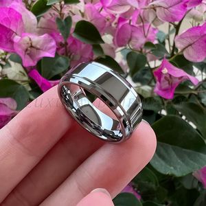 Anéis de casamento Tungstênio anel de carboneto Men Wemen 6mm 8mm de 8 mm bordas chanfradas acabamento polido plano em estoque de alta qualidade ajuste de conforto