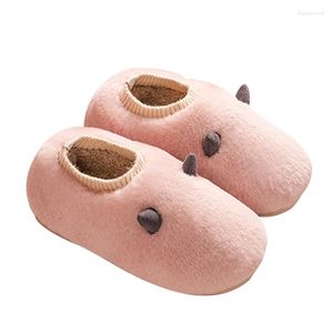 Slippers 2023 Winter Plush Cotton Bag With Cute Cartoon Home Silent Warm Shoes Couple