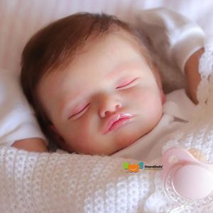 Dolls 18" Finished Rosalie Reborn Baby Sleeping Little Cute Bebe Boneca Renascida Brinquedo Para Crianas Menina 230110