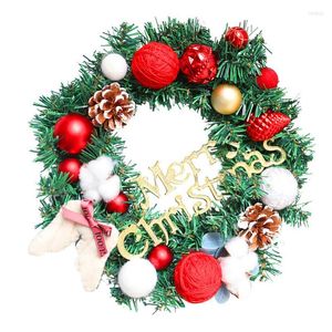 Decorações de Natal Janela Wreath Whinter Wall Decor Wicking Wreaths With Pines Balls Folhas