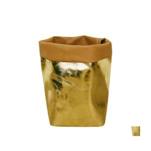 収納バッグ高品質の洗えるクラフト紙袋植物花の鍋mtifunction home Reuse Practical Drop Delivery Garden Housekee DH2mo