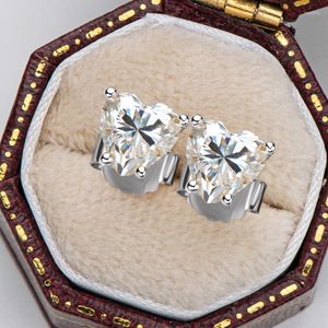 Stud Earrings Inbeaut 925 Silver Excellent Cut Total 2 Ct D Color Moissanite Forever Love Heart 18K White Gold Plated Jewelry