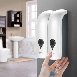 Liquid Soap Dispenser 300ml2 Self Adhesive And Shampoo Wall Mounted Manual Bathroom Shower Gel Holder 230109