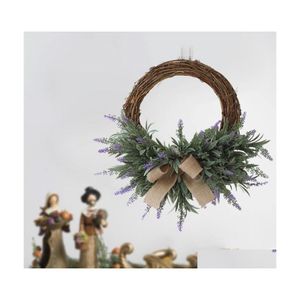 Ghirlande di fiori decorativi Ghirlanda di fiori artificiali Ghirlanda di fiori di lavanda Porta appesa a parete Finestra Decorazione per feste Matrimonio Drop Delive Dhcoq