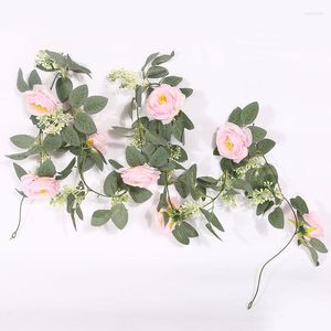 Dekorativa blommor Simulering Växt Camellia Rattan Decorations Rose Vines Ivy Home Wedding Decoration Festival Window Ornaments