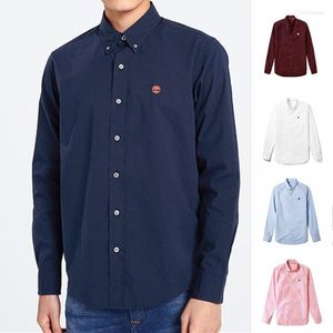 Mäns avslappnade skjortor Högkvalitativ Homme Timb Oxford Cotton Streetwear Camisa Masculina Men Long Hombre Chemises Business