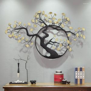 Decorative Figurines Chinese Wrought Iron Welcoming Pine Zen Ornaments Wall Hanging Tree Decoration Crafts Home Living Room Sofa Background