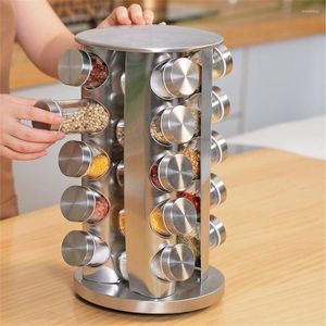 Storage Bottles 9sets/Lot Stainless Steel Rotating Spice Jars Rack Condiment Organizer Revolving Kitchen Container