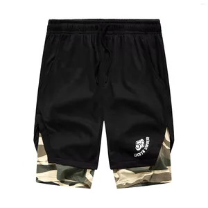 Men's Shorts IN Men Fashion Solid Two Camouflag Bandage Pockets Knee Length Trousers Pants Running Sweatpants Jogger