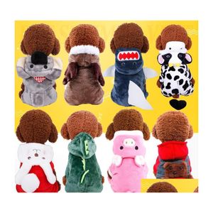 Hundkl￤der Fleece Animal Holloween kostymkl￤der Soft Cat Jumpsuit Pet Hoodies outfit f￶r sm￥ hundar Pug Pug Puppy Coat Accessories D DHX25