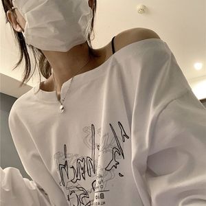 女性のTシャツHouzhouホワイトTシャツ長袖