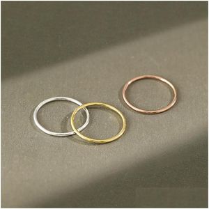 Silber Neue Einfache Stil 925 Sterling Silber Ringe Für Frauen Männer Stapelbar Ring Edlen Schmuck Anillos Bijoux Femme Drop Lieferung dhiej