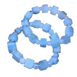 Strand Natural Crystal Aquamarine Bracelet Quartzite Sugar Cubes Shape For Women Simple Sweet Stone Fshion Jewelry