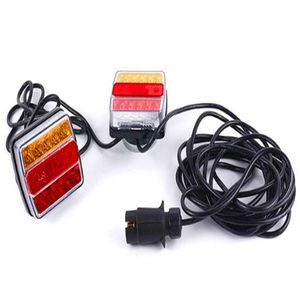 2 enheter Trailerolycka Fordon Led Emergency Light Travel Caravan VARNING Säkerhetslampor Turn Lamp med Plug Monta Magneter Waterproof